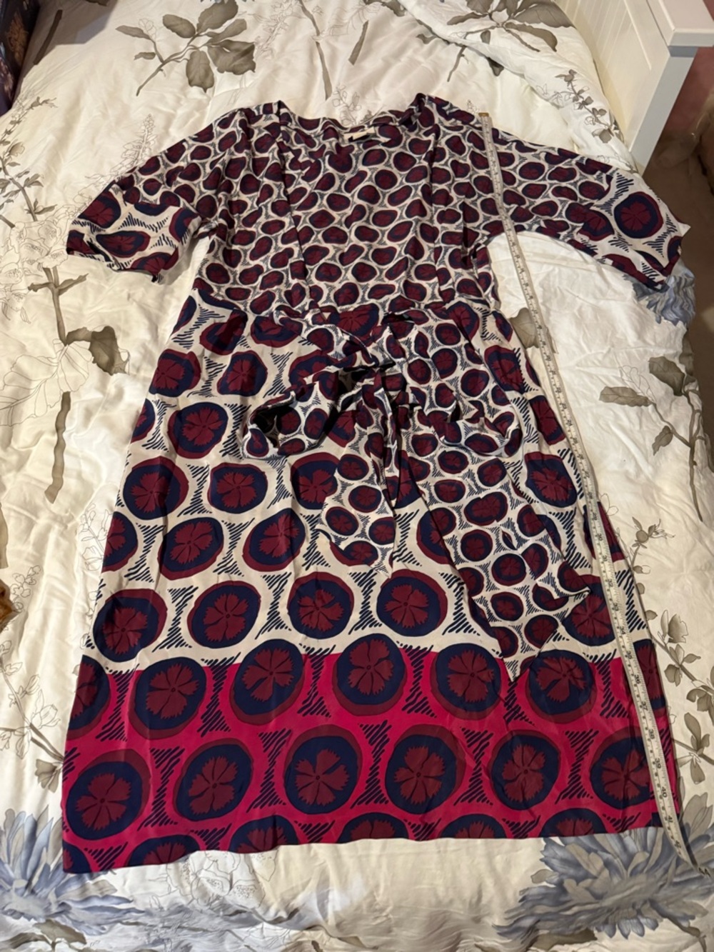 Anthropologie Maeve Midi Dress in Navy and Burgundy